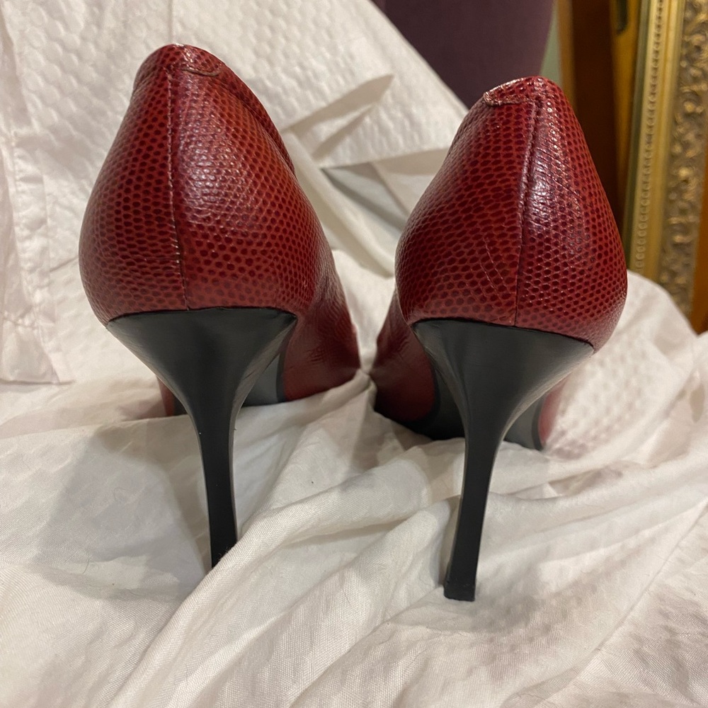 Calvin Klein Dark Raspberry Pebble Textured Heels - Picture 5 of 7